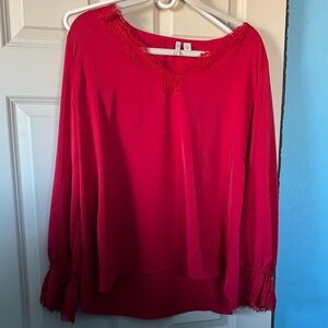 Cato Vibrant Red Lace Women's Blouse